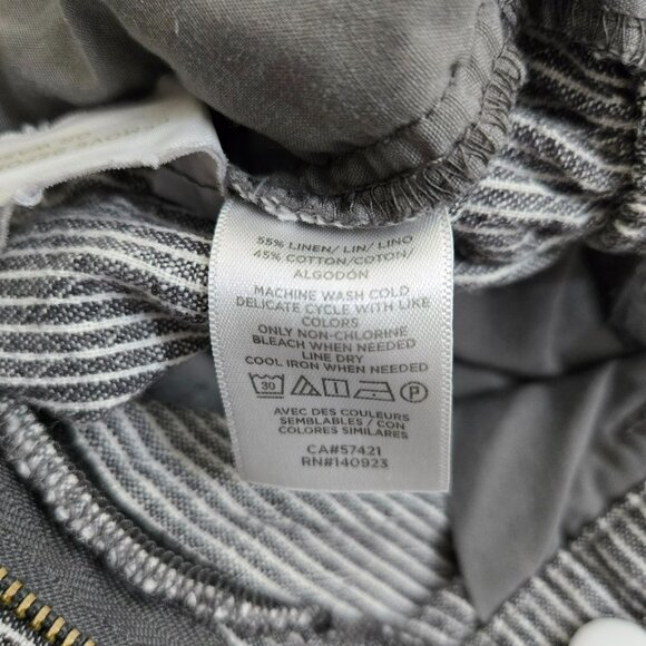 LOFT Women S Pinstripe Relaxed Linen Blend Casual Pants With Elastic Waist - Picture 7 of 13